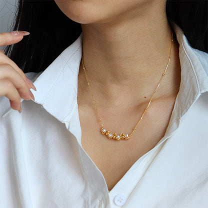 Collar trenzado de perlas de agua dulce retro de alta calidad