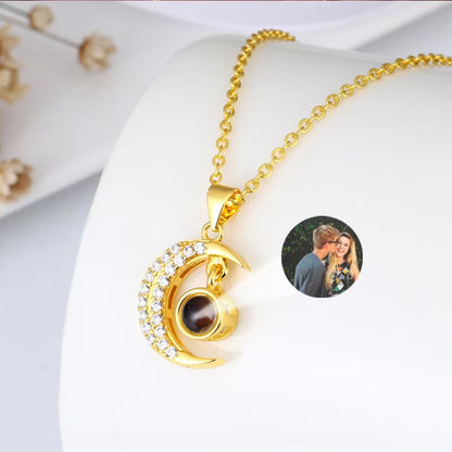 Photo Projection Moon Pendant Necklace