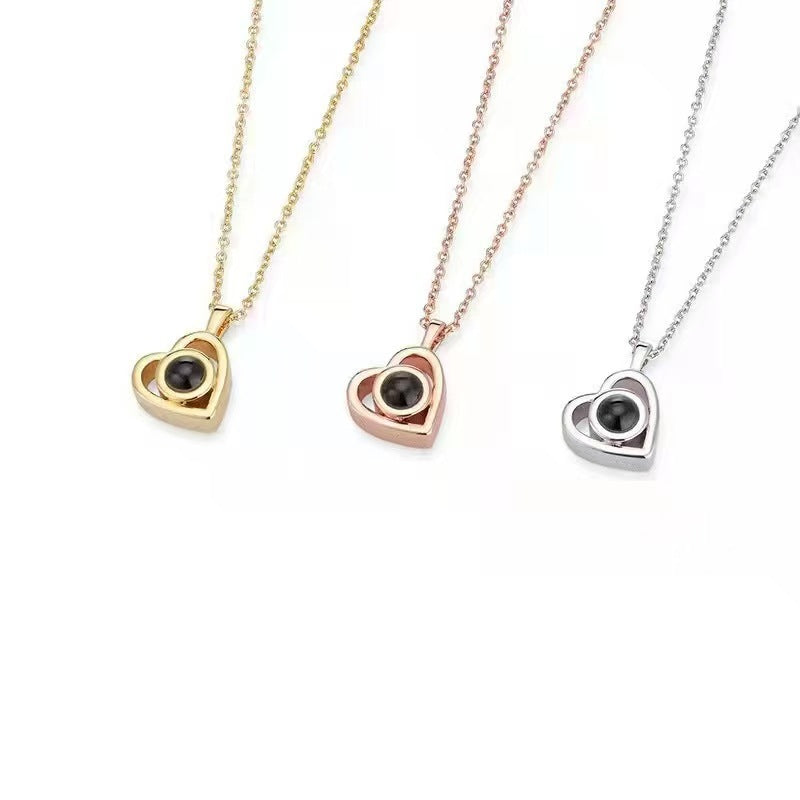 Photo projection pendant necklace