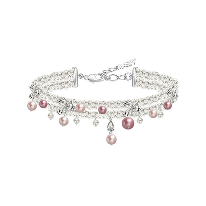 Colored pearl choker necklace