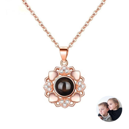 Photo projection sunflower necklace