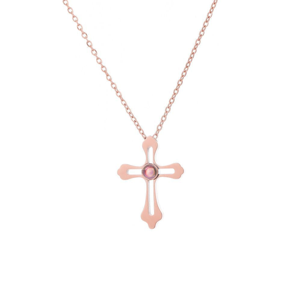 Photo Projection Cross Necklace