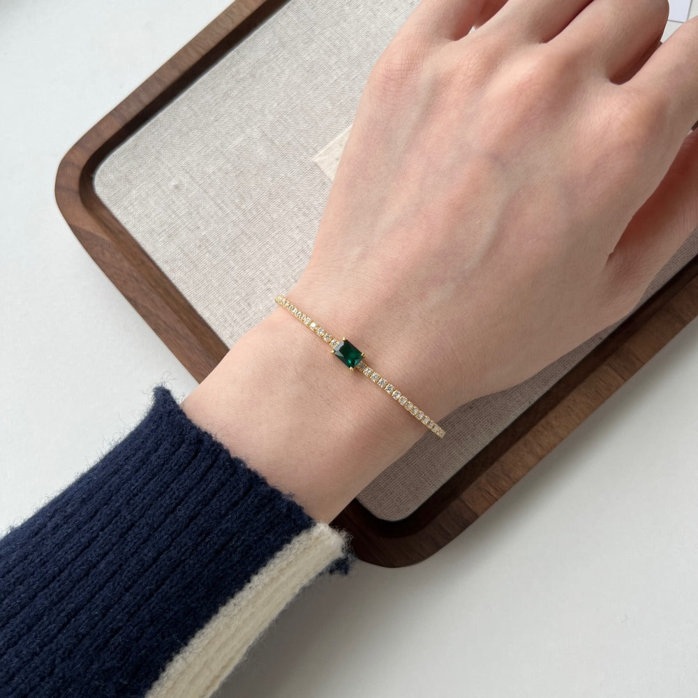 Pulsera de tenis de lujo con circonita esmeralda
