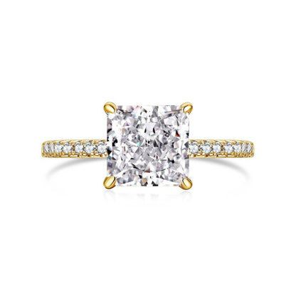 Anillo de circonita con corte de flor de hielo clásico y moderno