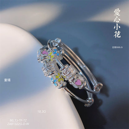 China A pair of sterling silver heart circle bracelets for children