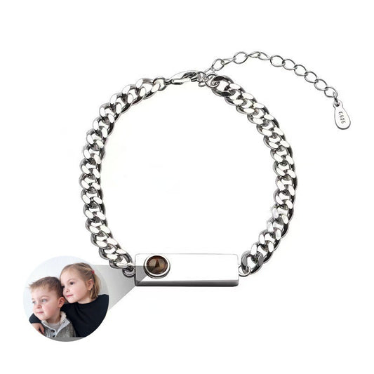Pulsera de hueso de dragón con placa cuadrada y proyección fotográfica 