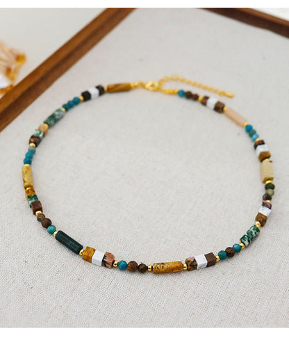 Vintage Personalized Natural Stone Beaded Necklace