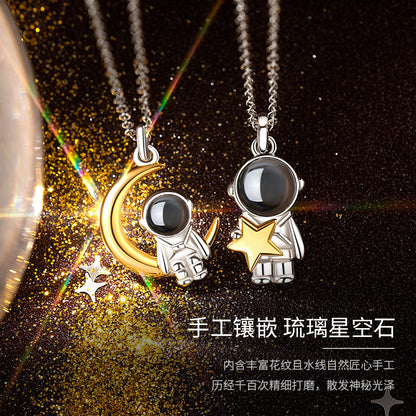 Collar de pareja de astronautas con proyección de fotos 