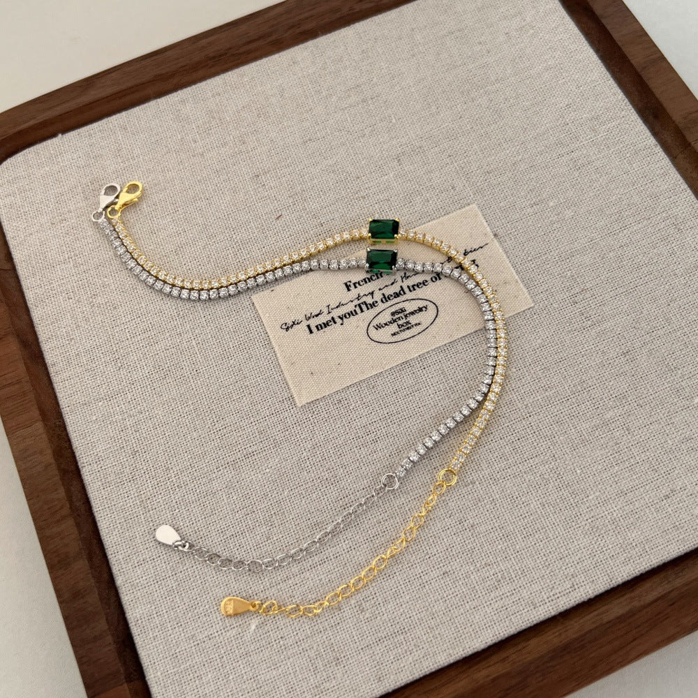 Pulsera de tenis de lujo con circonita esmeralda