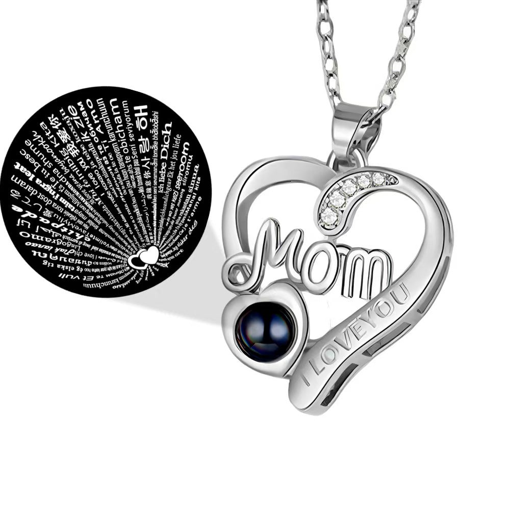Photo projection MOM heart necklace