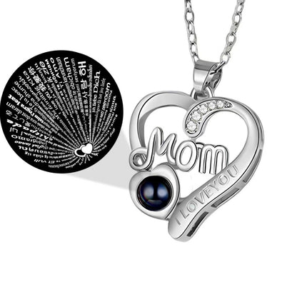 Photo projection MOM heart necklace
