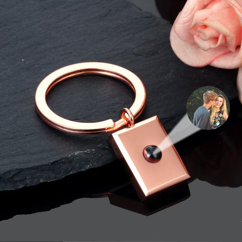 Photo projection square necklace