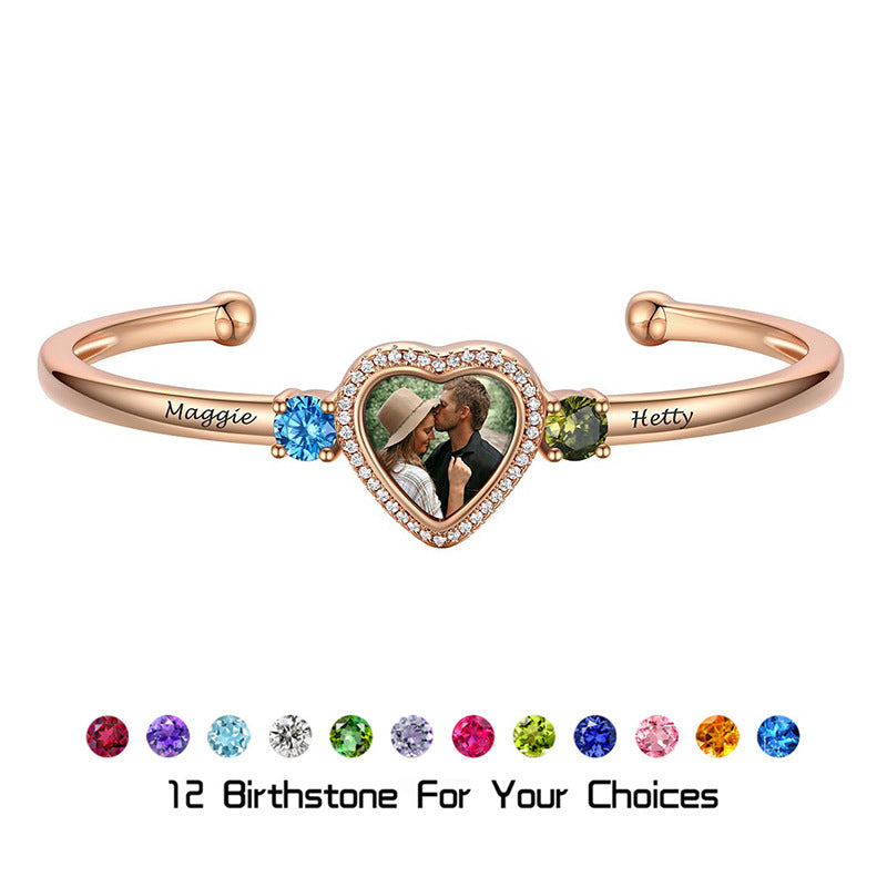 Custom photo heart photo bracelet