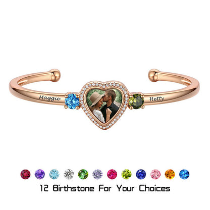 Custom photo heart photo bracelet
