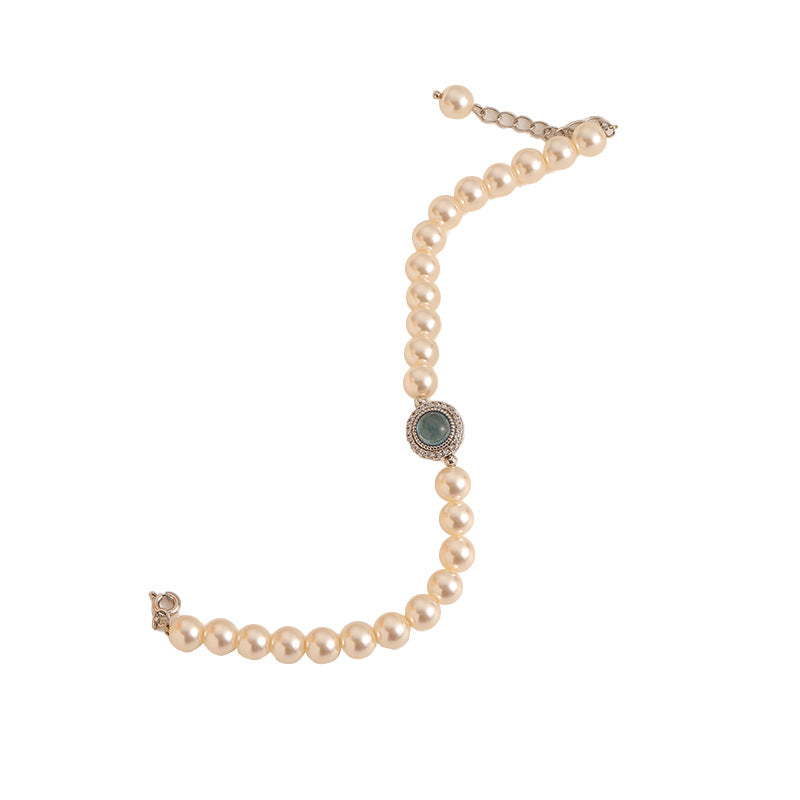 Pulsera retro de circonitas y perlas exquisitas de alta gama