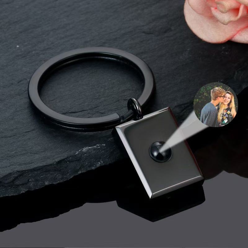 Photo projection square necklace