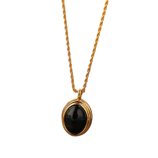 Vintage Personalized Black Natural Stone Women's Necklace