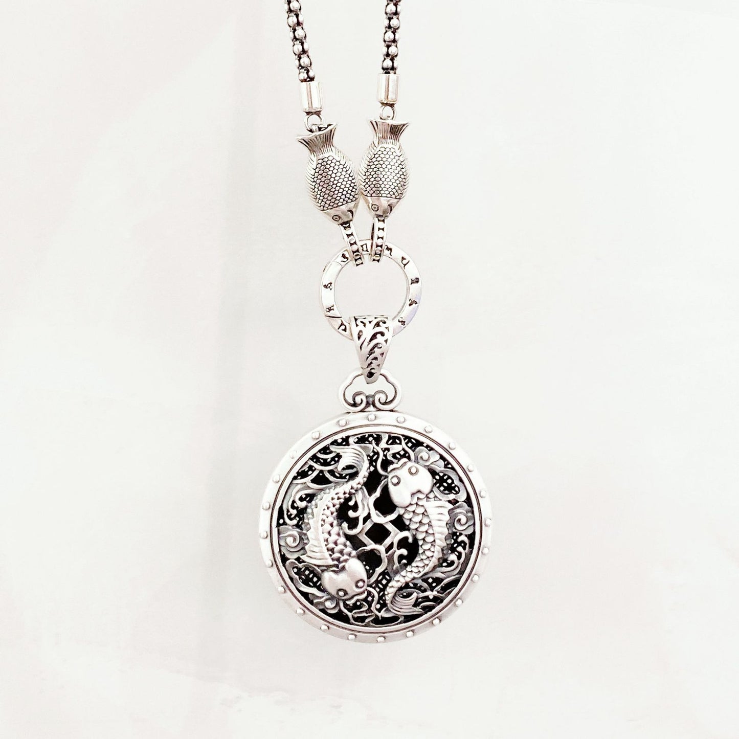Colgante de plata de ley de estilo chino 