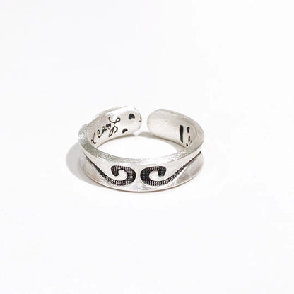 Anillo de pareja de plata esterlina de estilo chino