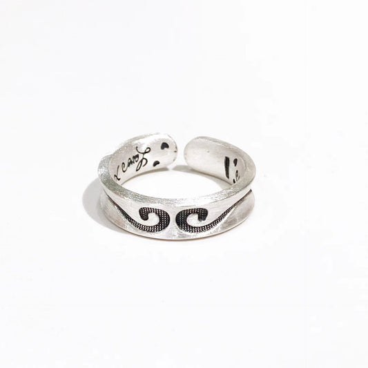Anillo de pareja de plata esterlina de estilo chino