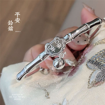 Pulsera de plata de ley con diseño de bambú chinoiserie Peace