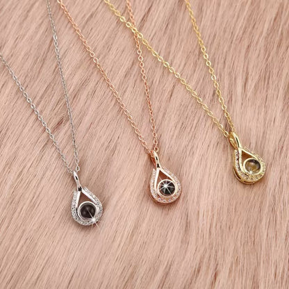 Photo projection heart-shaped teardrop necklace