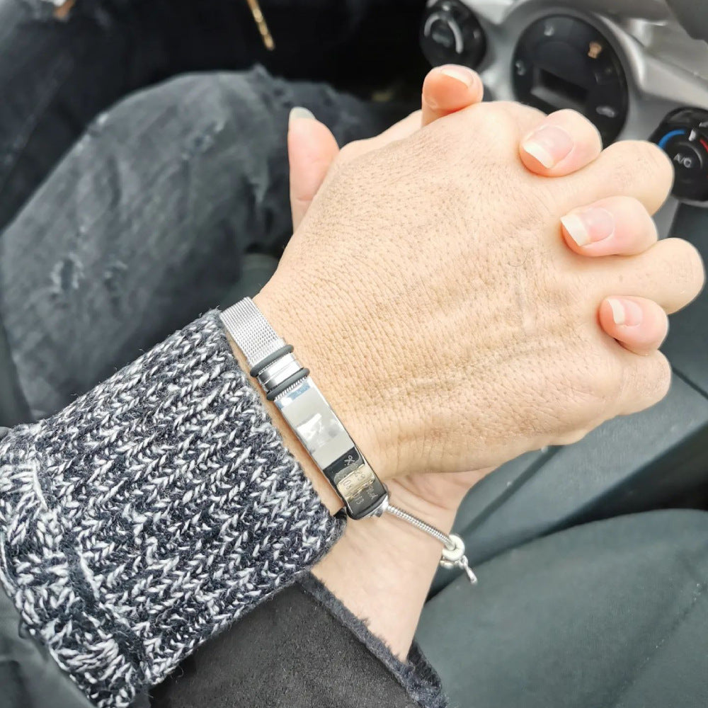 Pulsera tejida grabada para hombre 