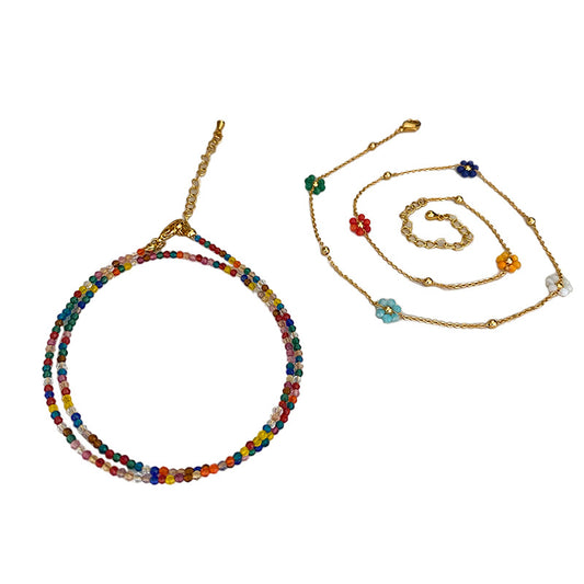 High-grade colorful zircon beaded flower stacking necklace