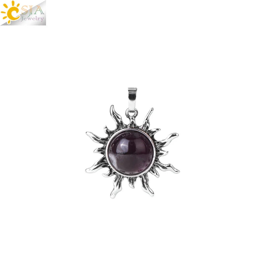 Vintage Amethyst Sunflower Pendant