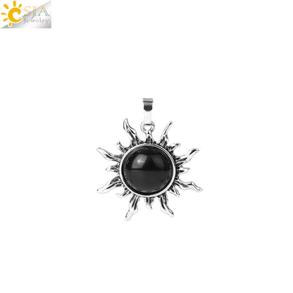 Vintage Amethyst Sunflower Pendant