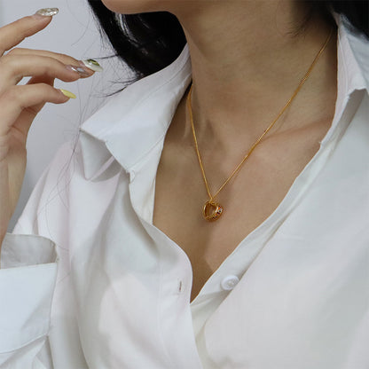 Women's simple personality colorful zircon heart necklace