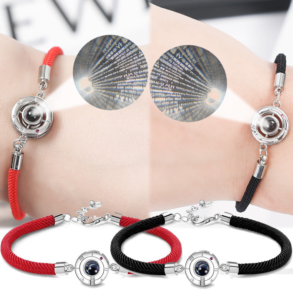 Pulsera circular trenzada con proyección de fotos