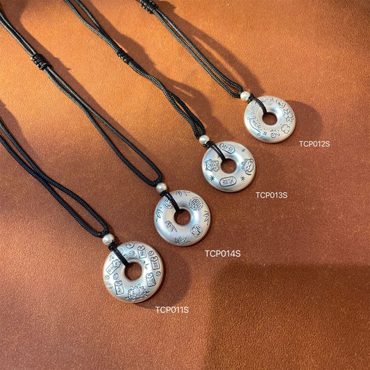 Collar de cuerda trenzada con encanto pacífico, colgante de plata esterlina