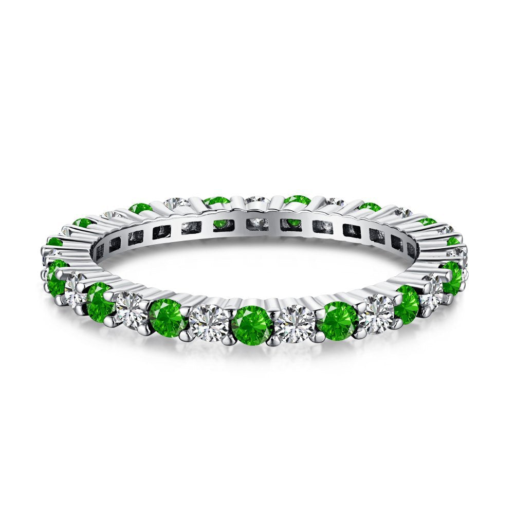 Anillo retro de esmeralda con circonita de alta gama