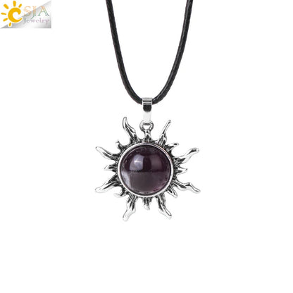 Vintage Amethyst Sunflower Pendant
