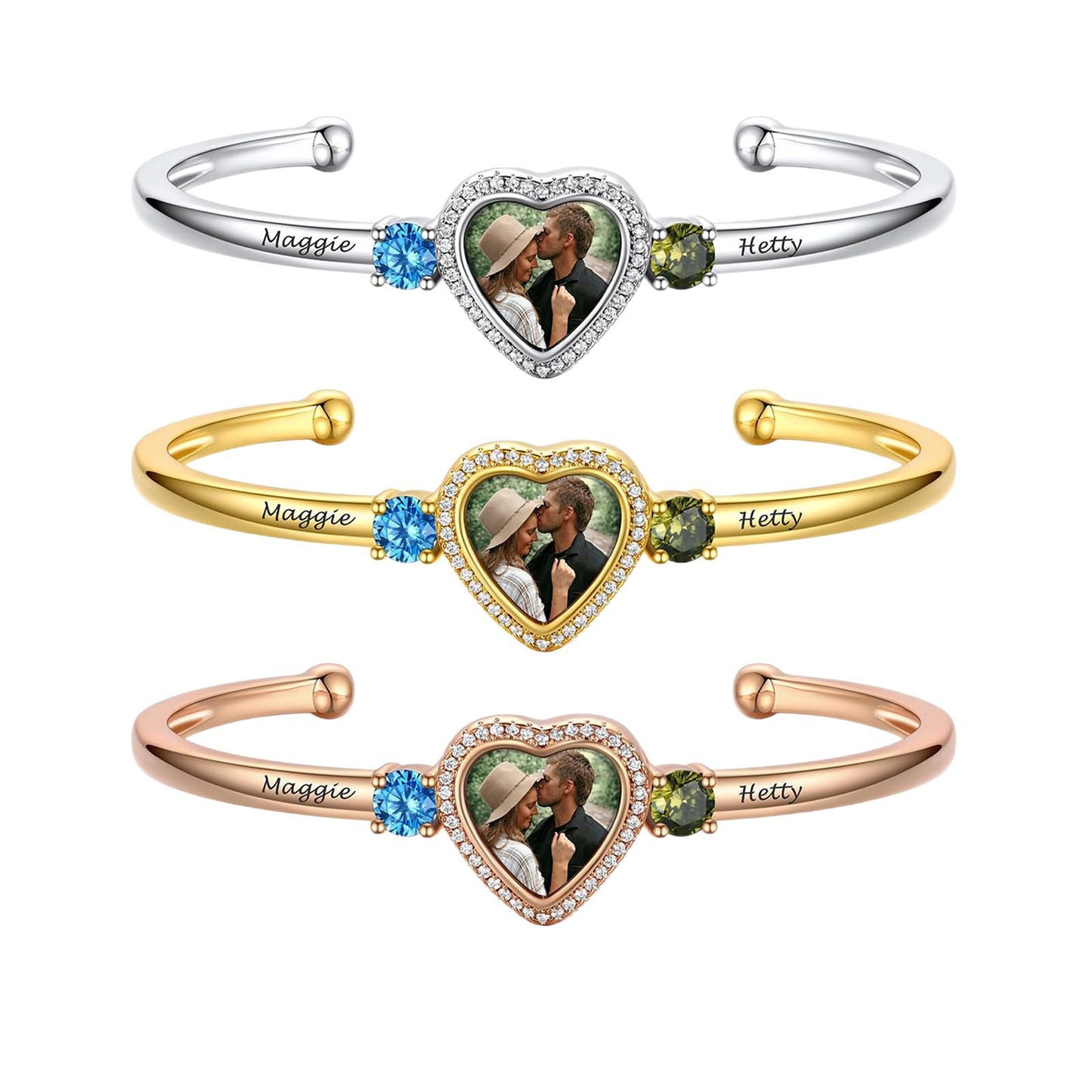 Custom photo heart photo bracelet