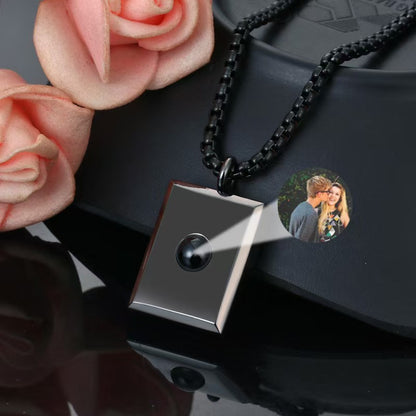 Photo projection square necklace
