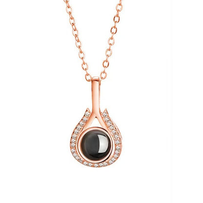 Photo projection heart-shaped teardrop necklace