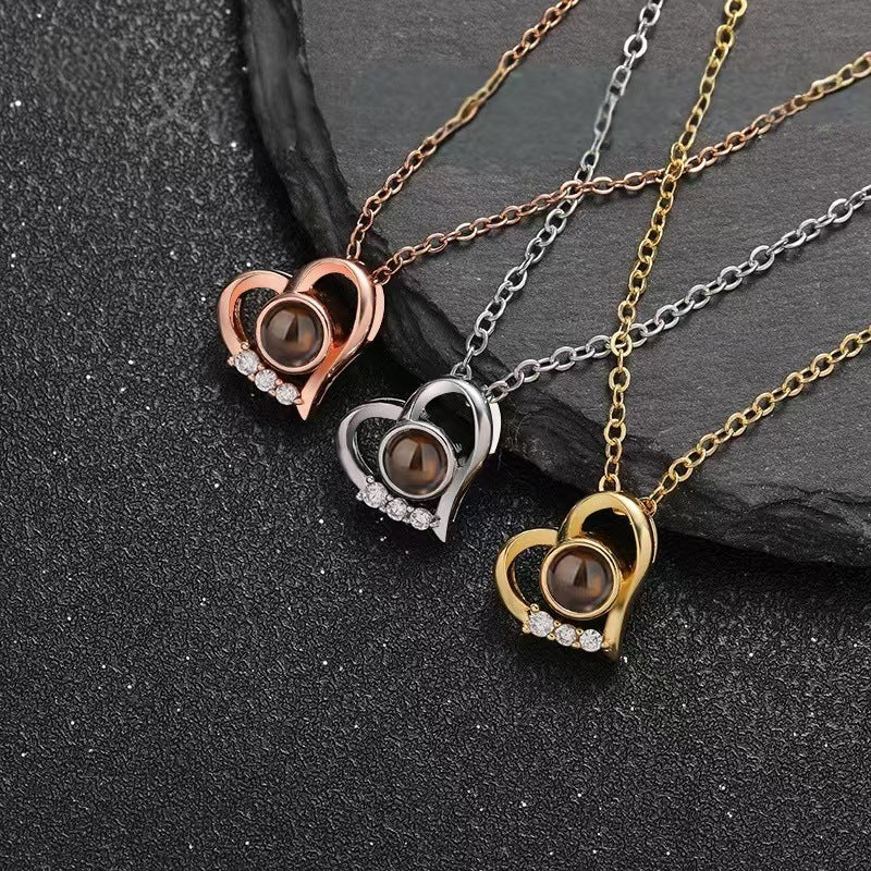 Photo Projection Heart Necklace