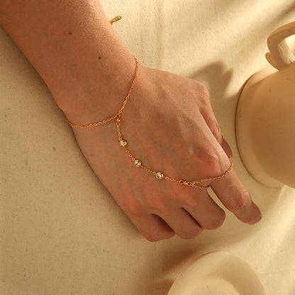 Internet celebrity style 18k gold-plated finger chain