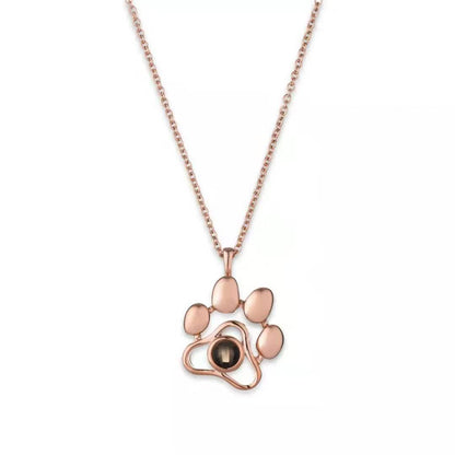 Photo projection dog paw necklace