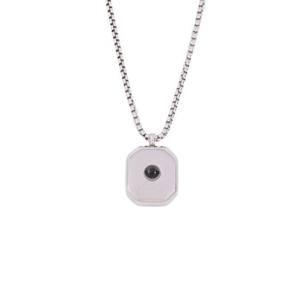 Photo projection square necklace