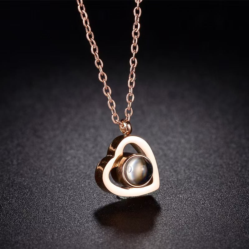 Photo Projection Heart Necklace