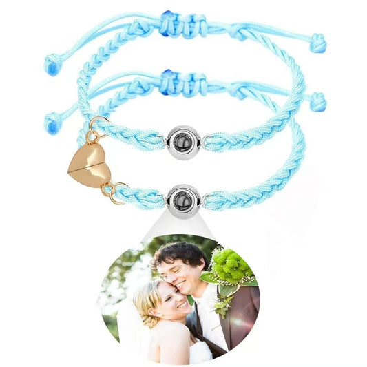 Pulsera de pareja tejida con proyección de fotos 