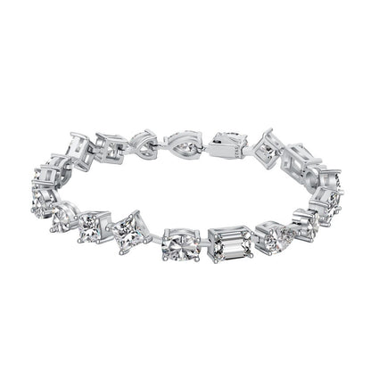 Pulsera elegante de alta gama con circonitas y diamantes en plata de ley.