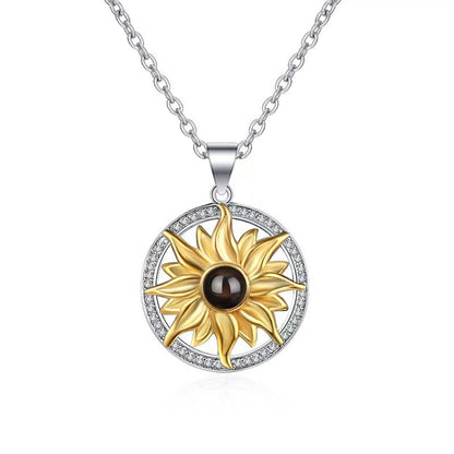Photo projection sunflower necklace