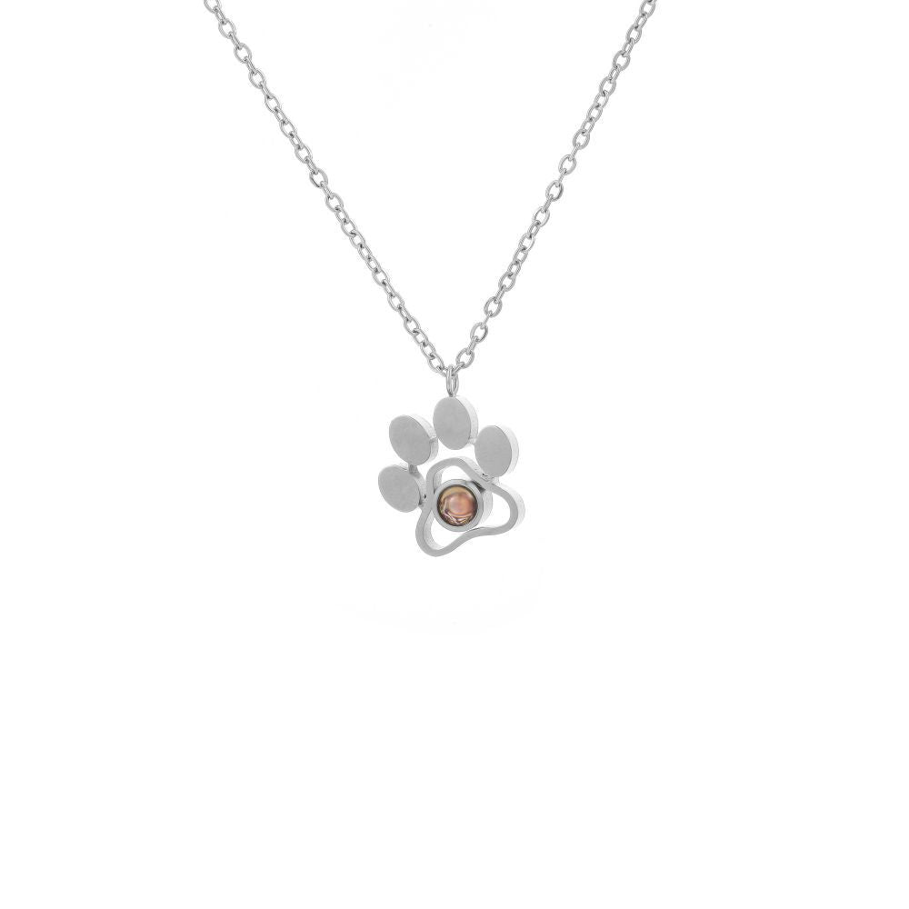 Dog Paw Photo Projection Necklace