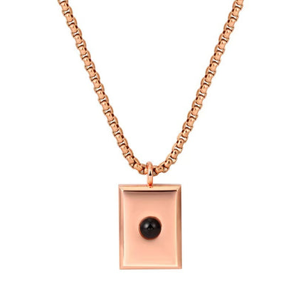 Photo projection square necklace