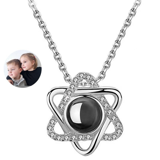 Photo projection six-pointed star necklace