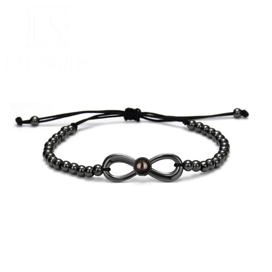 Pulsera de cuentas de latón con lazo y proyección de fotos